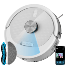 Conga M60 Pearl Robot aspirador con Navegación láser. 13000 Pa de succión del motor. Autonomía de hasta 200 minutos en modo Eco. Cepillo multifunción apto para todo tipo de superficies. Compatible con Bluetooth y WiFi para redes 2,4 GHz.