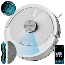 Conga M60 Pearl Robot aspirador con Navegación láser. 13000 Pa de succión del motor. Autonomía de hasta 200 minutos en modo Eco. Cepillo multifunción apto para todo tipo de superficies. Compatible con Bluetooth y WiFi para redes 2,4 GHz.