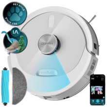 Conga M90 Pearl Robot aspirador con Inteligencia Artificial y navegación láser. 25000 Pa de succión del motor. Autonomía de hasta 240 minutos en modo Eco. Cepillo silicona, ideal para casas con mascotas. Compatible con Bluetooth y WiFi para redes 2,4 GHz.