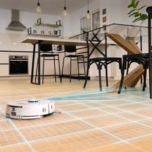 Conga M90 Pearl Robot aspirador con Inteligencia Artificial y navegación láser. 25000 Pa de succión del motor. Autonomía de hasta 240 minutos en modo Eco. Cepillo silicona, ideal para casas con mascotas. Compatible con Bluetooth y WiFi para redes 2,4 GHz.