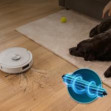Conga M90 Pearl Robot aspirador con Inteligencia Artificial y navegación láser. 25000 Pa de succión del motor. Autonomía de hasta 240 minutos en modo Eco. Cepillo silicona, ideal para casas con mascotas. Compatible con Bluetooth y WiFi para redes 2,4 GHz.