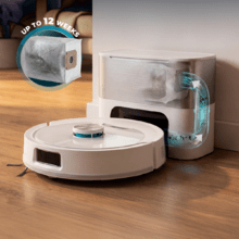 Conga Y60 Pearl Robot aspirador con base de autovaciado del polvo con Navegación láser. 13000 Pa de succión del motor. Autonomía de hasta 200 minutos en modo Eco. Cepillo multifunción apto para todo tipo de superficies. Bolsa de polvo de 3 L. Compatible con Bluetooth y WiFi para redes 2,4 GHz.