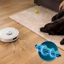Conga Y90 Pearl Robot aspirador con base de autovaciado con Inteligencia Artificial y navegación láser. 25000 Pa de succión del motor. Autonomía de hasta 240 minutos en modo Eco. Cepillo silicona, ideal para casas con mascotas. Bolsa de polvo de 3 L. Compatible con Bluetooth y WiFi para redes 2,4 GHz.