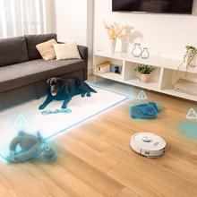 Conga Y90 Pearl Robot aspirador con base de autovaciado con Inteligencia Artificial y navegación láser. 25000 Pa de succión del motor. Autonomía de hasta 240 minutos en modo Eco. Cepillo silicona, ideal para casas con mascotas. Bolsa de polvo de 3 L. Compatible con Bluetooth y WiFi para redes 2,4 GHz.