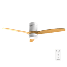 EnergySilence Aero 4600 Arctic White&Sand Ventilador de techo de 38 W y 52” efecto madera, con mando a distancia, luz LED, 6 velocidades, 3 aspas, modo winter-summer y temporizador de hasta 8 horas.