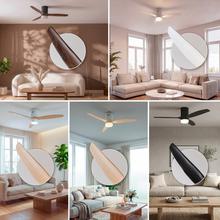 EnergySilence Aero 4600 Arctic Steel&Sand Ventilador de teto de 38 W e 52” efeito madeira, com comando, luz LED, 6 velocidades, 3 pás, modo inverno-verão e temporizador de até 8 horas.