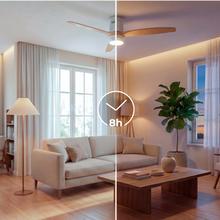 EnergySilence Aero 4600 Arctic Black&Chocolate Ventilador de teto de 38 W e 52” efeito madeira, com comando à distância, luz LED, 6 velocidades, 3 pás, modo winter-summer e temporizador de até 8 horas.