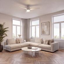 EnergySilence Aero 4600 Arctic White&White Ventilador de techo de 38 W y 52” efecto madera, con mando a distancia, luz LED, 6 velocidades, 3 aspas, modo winter-summer y temporizador de hasta 8 horas.