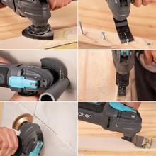 FlexiTool 500 OneClick Multiherramienta oscilante con 500W de potencia y oscilación de 3,5º. Cambio de accesorios rápido. Velocidad ajustable. Incluye maletín y kit completo de accesorios para separar, cortar, lijar y raspar materiales.