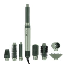 AirGlisse 8in1 Olive. Moldeador 8 en 1 con tecnología Coanda que moldea, riza, peina, seca y elimina el efecto frizz. Con 3 velocidades, 3 temperaturas, y tecnología iónica. Motor digital 1400 W de potencia y 110000 rpm. Cabezales con revestimiento de cerámica y keratina