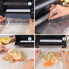 Sigillatrice sottovuoto Sealvac Roll&Cut 950. Vuoto a 95 kPa. 125 W. Doppia sigillatura fino a 30 cm (sacchetti e rotoli). 3 modalità (asciutto/umido/umido Plus) + 2 impostazioni di pressione (normale/delicata). Portarotolo con taglierina. Vaschetta raccogligocce rimovibile. Funzione di gonfiaggio. Include 2 rotoli (28×300 cm).