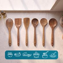 NATURE 6 PZAS. Set de 6 piezas de utensilios de madera de acacia con stopper