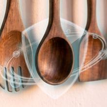 NATURE 6 PZAS. Set de 6 piezas de utensilios de madera de acacia con stopper