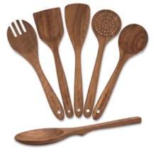 NATURE 6 PZAS. Set de 6 piezas de utensilios de madera de acacia con stopper