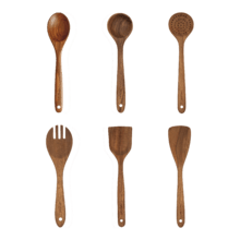 NATURE 6 PZAS. Set de 6 piezas de utensilios de madera de acacia con stopper