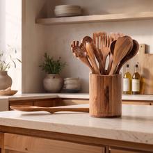 Nature - Ensemble de 12 ustensiles en bois d'acacia avec bouchon