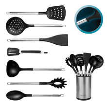 Pop Charcoal. Set de 7 utensilios de cocina con soporte