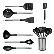 Pop Charcoal. Set de 7 utensilios de cocina con soporte