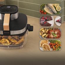 Cecofry&Glass Crunchy Freidora de aire con Cesto de Cristal, tapas y 10 menús. 1500W de potencia.