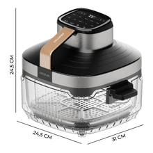 Cecofry&Glass Crunchy Freidora de aire con Cesto de Cristal, tapas y 10 menús. 1500W de potencia.