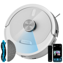 Conga M60 Absolute Robot aspirador. Navegación láser. 13000 Pa de succión del motor. Autonomía de hasta 200 minutos en modo Eco. Cepillo multifunción apto para todo tipo de superficies. Compatible con Bluetooth y WiFi para redes 2,4 GHz.