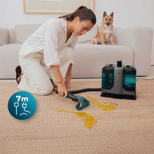 Conga Carpet&Spot Clean 7500 Pro. Limpiatapicerías con 750 W de potencia y succión de hasta 17 kPa. Dispone de depósitos de 1600 ml (agua limpia) y 750 ml (agua sucia), diseño compacto y kit de 4 accesorios