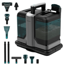 Conga Carpet&Spot Clean 7500 Elite. Limpiatapicerías con 750 W de potencia y succión de hasta 17 kPa. Dispone de depósitos de 1600 ml (agua limpia) y 750 ml (agua sucia), diseño compacto y kit de 8 accesorios