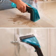 Conga Carpet&Spot Clean 15000 Steam Elite. Limpiatapicerías 3 en 1 con función vapor que pulveriza, aspira y limpia en una pasada. Incorpora motor de 600 W, caldera de 1200 W y vapor a ≥60 ºC para una limpieza más profunda. Cuenta con succión de hasta 12 kPa, depósitos de 1600 ml (agua limpia) y 1500 ml (agua sucia). Incluye 16 accesorios para tapicerías, manchas y limpieza con vapor en múltiples superficies.