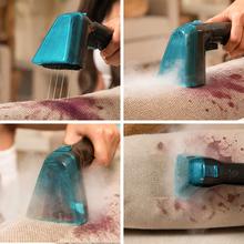 Conga Carpet&Spot Clean 15000 Steam Elite. Limpiatapicerías 3 en 1 con función vapor que pulveriza, aspira y limpia en una pasada. Incorpora motor de 600 W, caldera de 1200 W y vapor a ≥60 ºC para una limpieza más profunda. Cuenta con succión de hasta 12 kPa, depósitos de 1600 ml (agua limpia) y 1500 ml (agua sucia). Incluye 16 accesorios para tapicerías, manchas y limpieza con vapor en múltiples superficies.