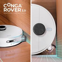 Conga R400. Robot aspirador y friegasuelos con rodillo elevable y extensible. 25000 Pa. Sensores detección avanzada de obstáculos. Limpieza en la base automática con agua y secado con aire caliente. Cepillo lateral extensible para cubrir todas las esquinas. Cepillo antienredos HairCut. 240 minutos de autonomía.