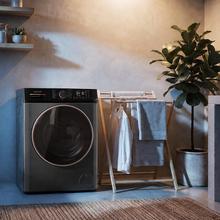 Lavatrice-asciugatrice 2 in 1 Bolero DressCode Wash&Dry 85610 in acciaio, capacità 8/5 kg, classe A/D, 1400 giri/min e motore Inverter Plus: 15 programmi con sistemi intelligenti OnSmart e Fuzzy Logic, asciugatura automatica, programmi a vapore SteamMax e stabilizzazione intelligente Smooth Wash, cestello con design Space Pro e Pearl Drum, con gomma antibatterica e funzioni Drum Clean, Stop&Go, Delay End e Kidlock.