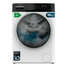 Bolero DressCode Wash&Dry 106610. Lavasciuga 2 in 1 bianca, capacità 10/6 kg, classe A/D, 1400 giri/min e motore Inverter Plus: 15 programmi con sistemi intelligenti OnSmart e Fuzzy Logic, asciugatura automatica, programmi a vapore SteamMax e stabilizzazione intelligente Smooth Wash, cestello con design Space Pro e Pearl Drum, con gomma antibatterica e funzioni Drum Clean, Stop&Go, Delay End e Kidlock.