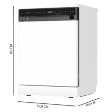 Bolero Aguazero 6550 Lavavajillas de libre instalación de 60CM blanco con 16 servicios, clase C, Motor Inverter Plus Duo, Control Touch Control Panel, 12 programas, secado autoapertura O2Dry, Super Dry, Extra Hygiene, Filtro ABT, Save+, Half Load, Silent Wash, AutoClean, con bandeja superior ajustable con carga y bandeja para cubiertos.