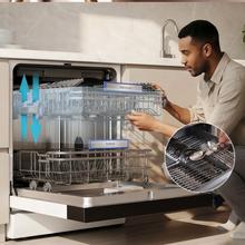 Bolero Aguazero 6550 Lavavajillas de libre instalación de 60CM blanco con 16 servicios, clase C, Motor Inverter Plus Duo, Control Touch Control Panel, 12 programas, secado autoapertura O2Dry, Super Dry, Extra Hygiene, Filtro ABT, Save+, Half Load, Silent Wash, AutoClean, con bandeja superior ajustable con carga y bandeja para cubiertos.