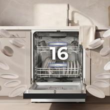 Bolero Aguazero 6550 Lavavajillas de libre instalación de 60CM blanco con 16 servicios, clase C, Motor Inverter Plus Duo, Control Touch Control Panel, 12 programas, secado autoapertura O2Dry, Super Dry, Extra Hygiene, Filtro ABT, Save+, Half Load, Silent Wash, AutoClean, con bandeja superior ajustable con carga y bandeja para cubiertos.