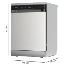 Bolero Aguazero 6550 Inox Lavavajillas de libre instalación de 60CM inox con 16 servicios, clase C, Motor Inverter Plus Duo, Control Touch Control Panel, 12 programas, secado autoapertura O2Dry, Super Dry, Extra Hygiene, Filtro ABT, Save+, Half Load, Silent Wash, AutoClean, con bandeja superior ajustable con carga y bandeja para cubiertos.