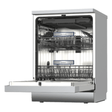 Bolero Aguazero 6550 Inox Lavavajillas de libre instalación de 60CM inox con 16 servicios, clase C, Motor Inverter Plus Duo, Control Touch Control Panel, 12 programas, secado autoapertura O2Dry, Super Dry, Extra Hygiene, Filtro ABT, Save+, Half Load, Silent Wash, AutoClean, con bandeja superior ajustable con carga y bandeja para cubiertos.