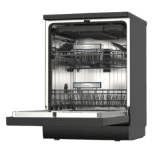 Bolero Aguazero 6550 Dark Lavavajillas de libre instalación de 60CM dark inox con 16 servicios, clase C, Motor Inverter Plus Duo, Control Touch Control Panel, 12 programas, secado autoapertura O2Dry, Super Dry, Extra Hygiene, Filtro ABT, Save+, Half Load, Silent Wash, AutoClean, con bandeja superior ajustable con carga y bandeja para cubiertos.