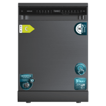 Bolero Aguazero 6550 Dark Lavavajillas de libre instalación de 60CM dark inox con 16 servicios, clase C, Motor Inverter Plus Duo, Control Touch Control Panel, 12 programas, secado autoapertura O2Dry, Super Dry, Extra Hygiene, Filtro ABT, Save+, Half Load, Silent Wash, AutoClean, con bandeja superior ajustable con carga y bandeja para cubiertos.