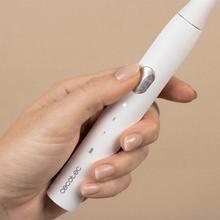 Escova de dentes elétrica sônica recarregável ToothCare Sonic White com 3 modos de escovação, temporizador de 2 minutos e alertas de quadrante a cada 30 segundos. Inclui 2 cabeças de escova e indicador LED.