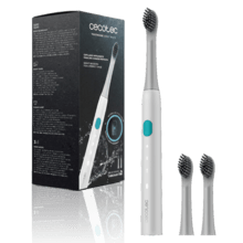 Escova de dentes elétrica sônica recarregável ToothCare Sonic White com 3 modos de escovação, temporizador de 2 minutos e alertas de quadrante a cada 30 segundos. Inclui 2 cabeças de escova e indicador LED.
