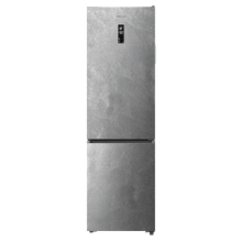 Bolero CoolMarket Combi 456 Elite Zement Matt C: frigorífico combi de 456 L, 59,5 cm de ancho y 201 cm de alto. Acabado Inox Zement Matt, clase C e interior gris ELITE. MAX INSIDE con VIP tech, CoolMatrix, cajón Fresh Flex con 6 temperaturas, Total No Frost, compresor Inverter Plus y Multi AirFlow. Fast Cooling y Fast Freezing, modo Smart, Green HUB XL, display exterior, puertas reversibles, balcones XL, botellero extra, bandejas de cristal e iluminación AuraSky.