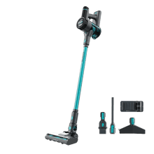 Rockstar R50. Aspirador vertical con 165 W de potencia total y hasta 45 minutos de autonomía. Incorpora tecnología GreenDetect con luz verde para visualizar la suciedad, cepillo multifunción y diseño ligero. Incluye accesorio 2 en 1 y soporte de pared para facilitar la limpieza y el almacenamiento.