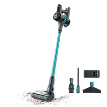 Rockstar R50. Aspirador vertical con 165 W de potencia total y hasta 45 minutos de autonomía. Incorpora tecnología GreenDetect con luz verde para visualizar la suciedad, cepillo multifunción y diseño ligero. Incluye accesorio 2 en 1 y soporte de pared para facilitar la limpieza y el almacenamiento.