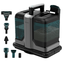 Conga Carpet&Spot Clean 7500 Ultra. Limpiatapicerías con 750 W de potencia y succión de hasta 17 kPa. Dispone de depósitos de 1600 ml (agua limpia) y 750 ml (agua sucia), diseño compacto y kit de 6 accesorios