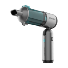 Conga Rockstar Micro Hand Flex Aspirador de mano 4 en 1. Hasta 180º de flexibilidad para acceder fácilmente a zonas difíciles. Incorpora carga USB-C y un kit de 7 accesorios para aspiración, soplado, inflado y vaciado.