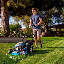 Terrenator 2700.41 Total Z Cortacésped de gasolina de 144cc. Cuerpo de acero 41cm. Cambio de altura sistema Z-Tech. 3in1 con mulching. Ruedas traseras XL