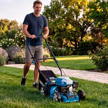 Terrenator 2700.41 Total Z Cortacésped de gasolina de 144cc. Cuerpo de acero 41cm. Cambio de altura sistema Z-Tech. 3in1 con mulching. Ruedas traseras XL
