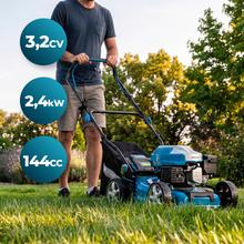 Terrenator 2700.41 Total Z Cortacésped de gasolina de 144cc. Cuerpo de acero 41cm. Cambio de altura sistema Z-Tech. 3in1 con mulching. Ruedas traseras XL