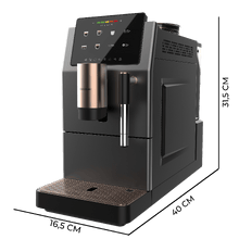 Cremmaet Stretta Steam Cafetera superautomática con de 19 bares, potencia de 1500 W y molinillo integrado. Prepara Espresso, Americano, Lungo y doble espresso con un solo toque, incorpora vaporizador de leche para cappuccinos y lattes. Diseño compacto con pantalla táctil LED, limpieza automática y mantenimiento sencillo.